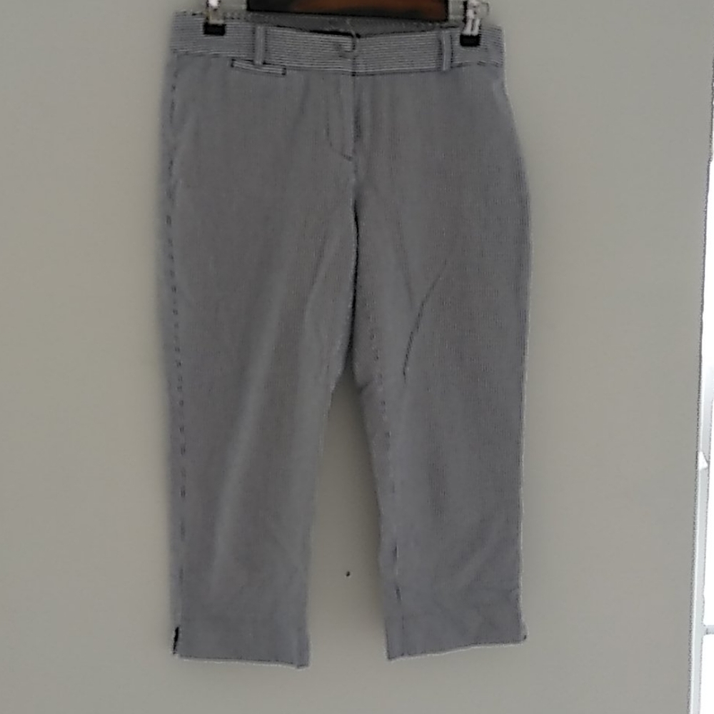 navy & White Striped Seersucker Capris Pants-Cropped Ankle Size 4P‎